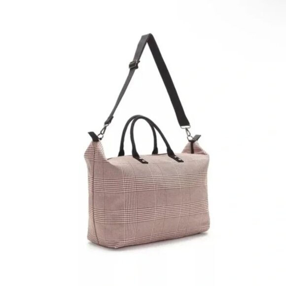 NWT Lulu Dharma Weekender Duffle Bag in Pink Plaid Fraiser‎ Houndstooth - Picture 2 of 6